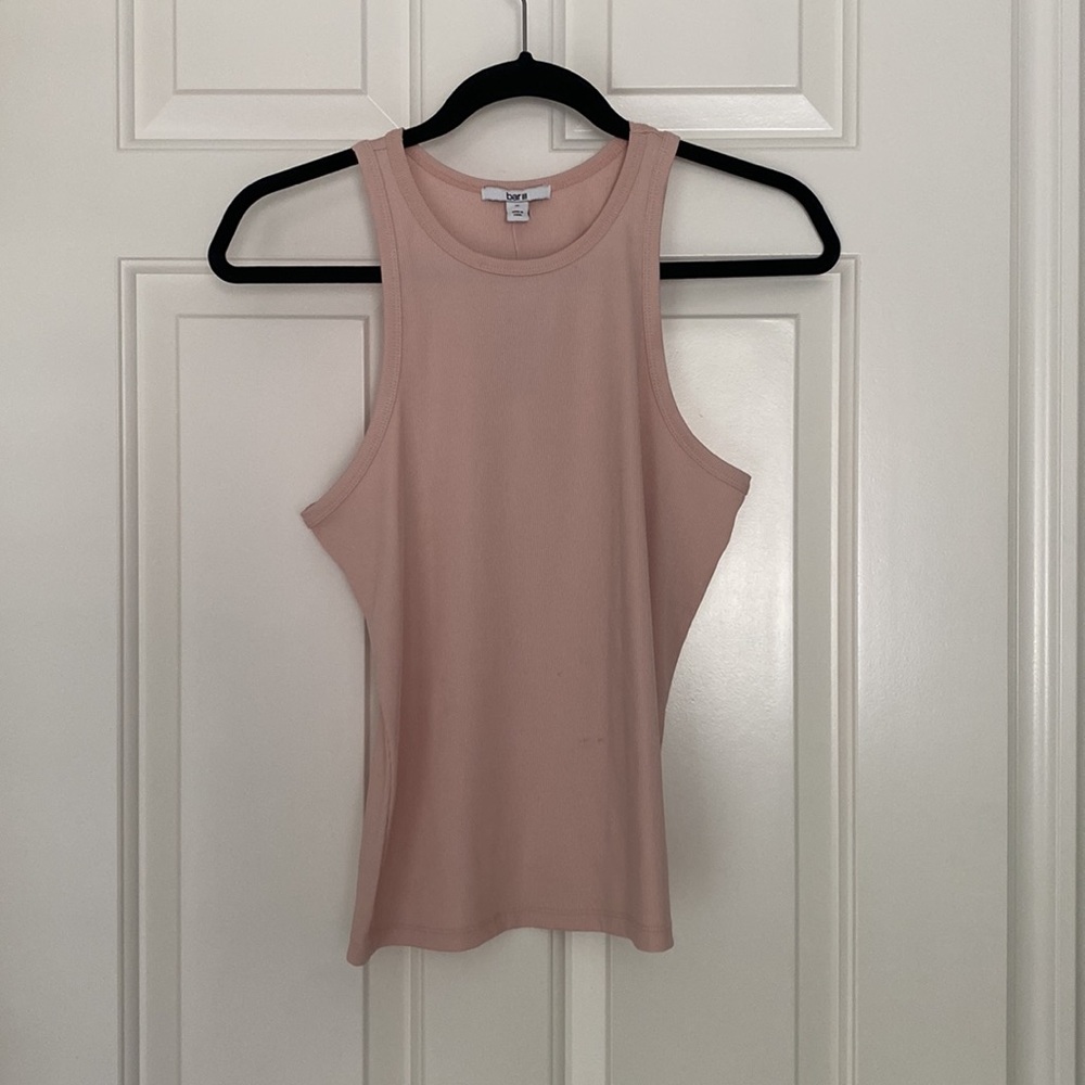 Bar III - Light Pink Ribbed Racerback Tank Top - Picture 3 of 5